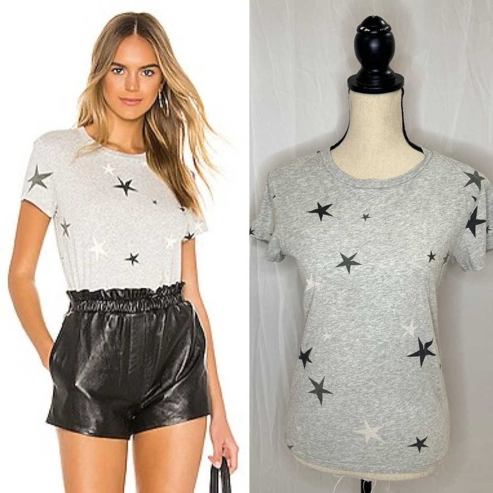 Pam & Gela Basic Star Crew Neck Tee in Heather Grey